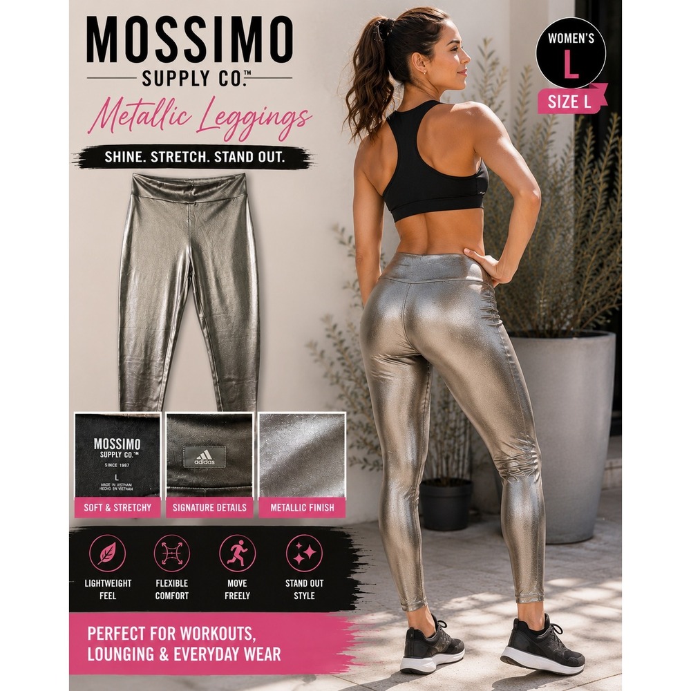 Mossimo Supply Co Womens Metallic Leggings Silver Bronze High Waist Large L